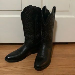 Ariat Black Leather Cowboy Western Boots